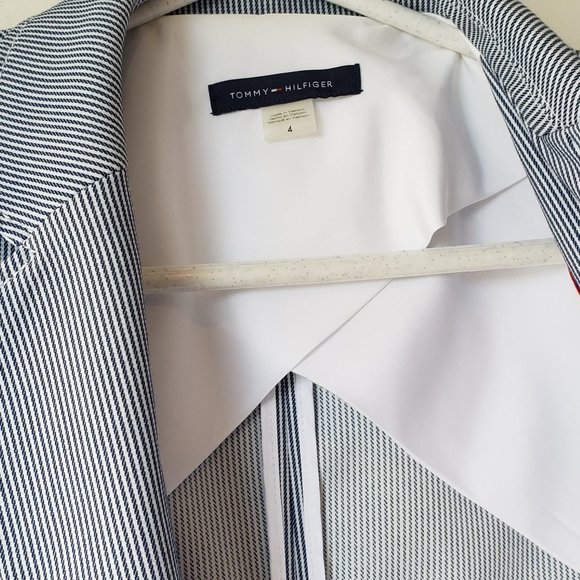 Tommy Hilfiger Navy and White Pinstripe Two-Button Blazer, 4 - Picture 14 of 16